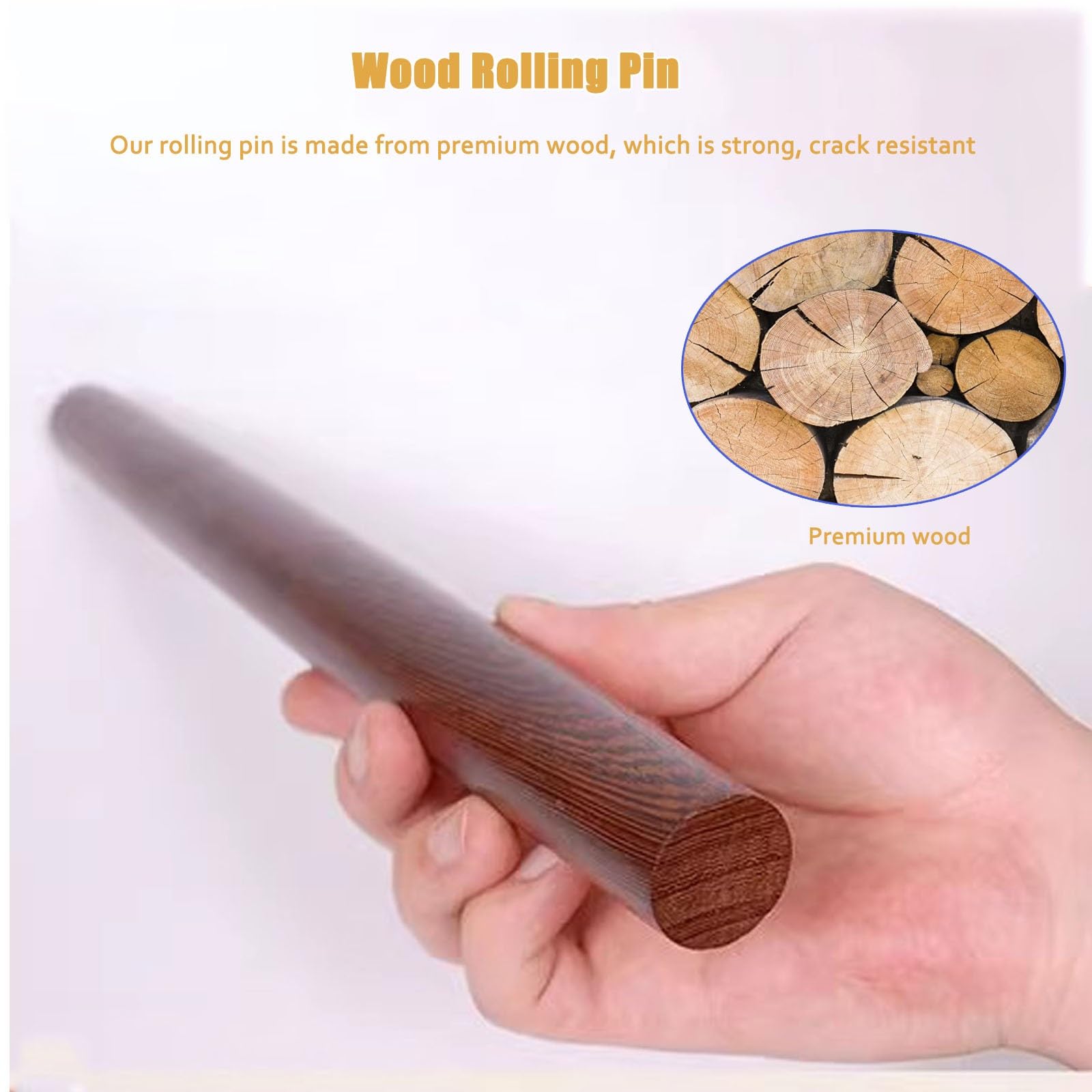 Rodillo de amasar cocina Rodillo Para Masa Antiadherente, Rodillo Recto De 50 65 Cm Para Pasta De Fideos Masa De Hojaldre, Rodillos De Madera Maciza Para Wonton Bao Bun Pan Tortilla Pizza(L 65cm/25.6i