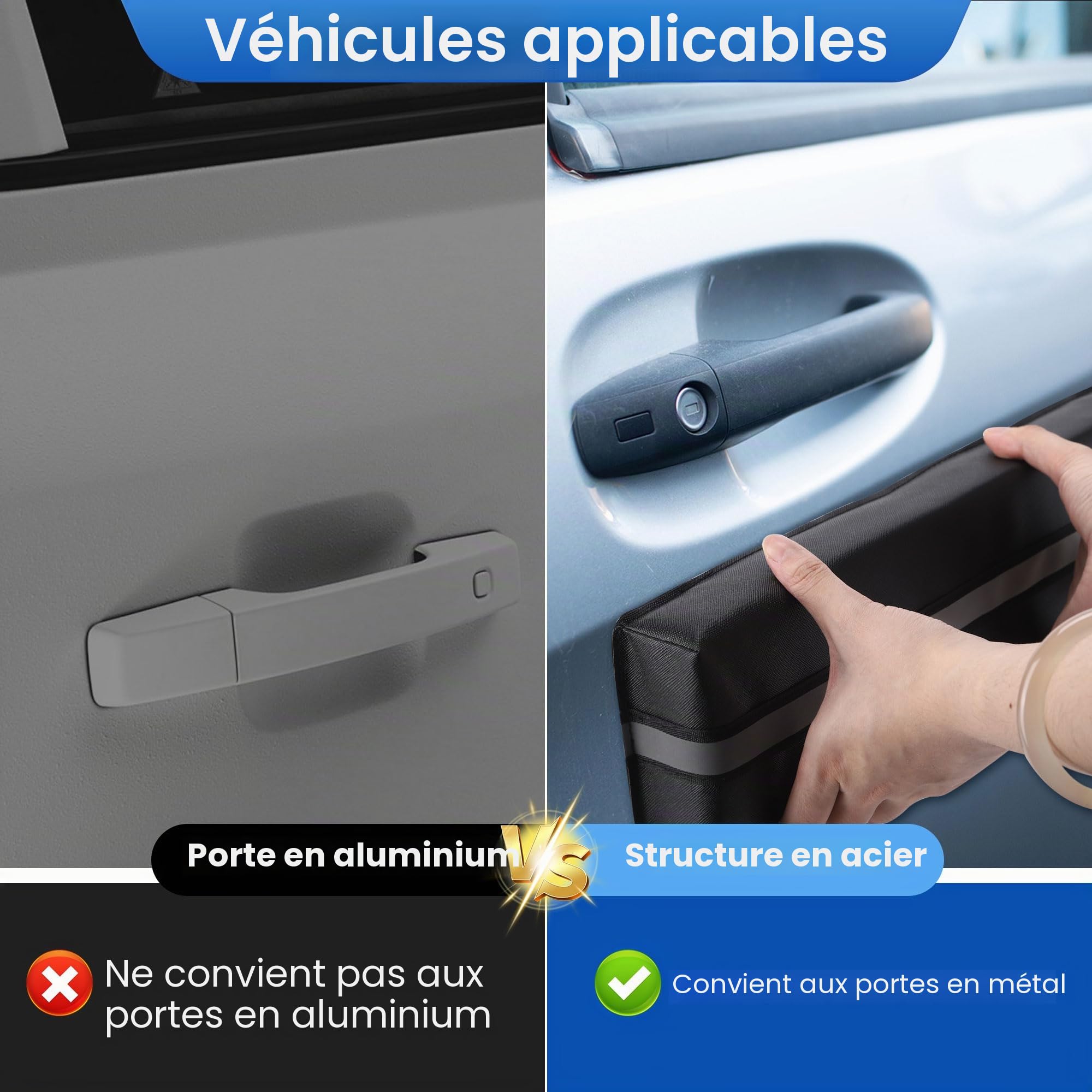 Lot de 2 Protections de portière de Voiture Amovibles pour éviter Les Bosses et Les Rayures sur Les véhicules (Noir)