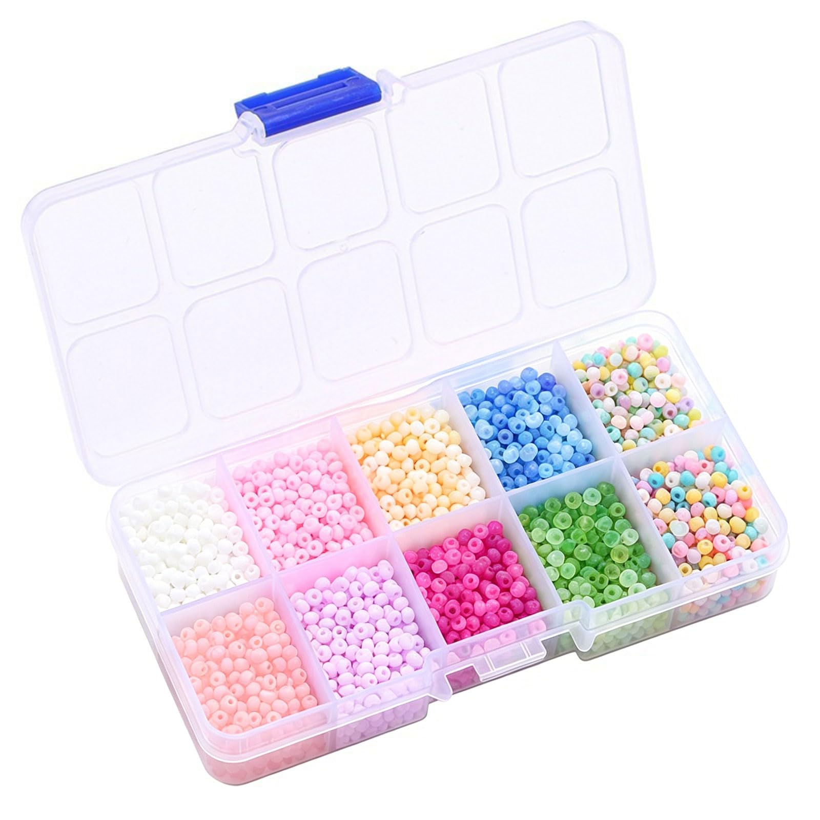 Zeiwohndc B Assorted Color Craft Eads With 10 Section Ead Storage Case For Racelets Necklaces Jewelry Crafting Project And Clothing Embellishment Plastomer Craft Eads