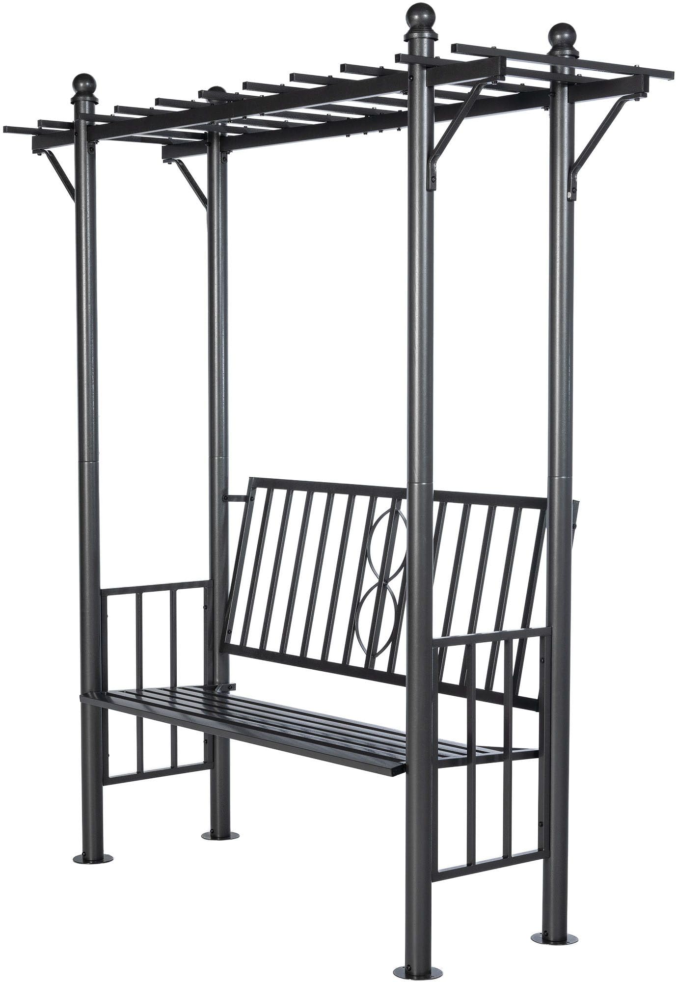 CLP Arche a rosiers avec Banc Luvio, Resistant aux intemperies avec Dossier, pour Jardin et terrasse, Support jusqu'a 220 kg Couleur Anthracite