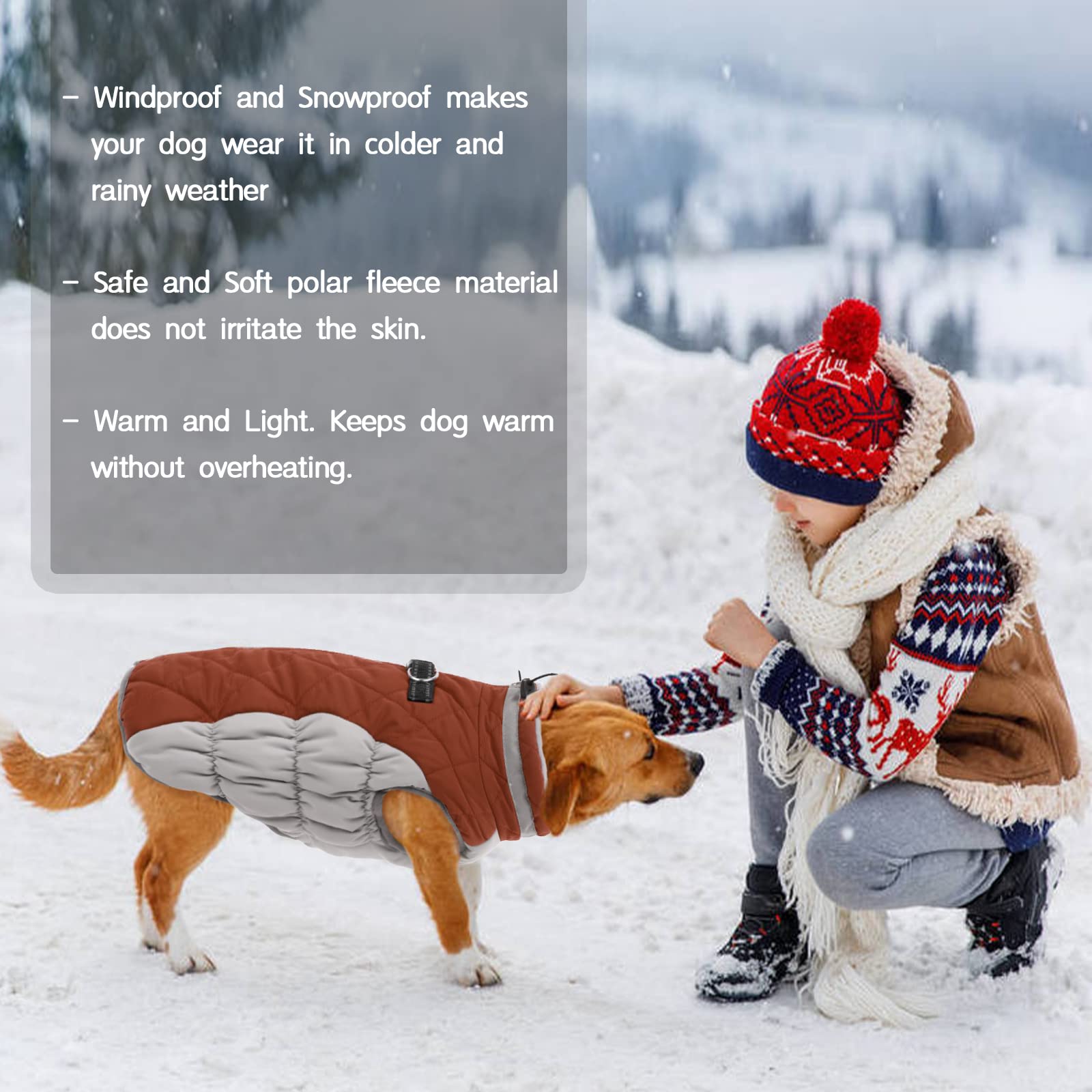 Kuoser Perros Abrigo, Impermeable Chaqueta arnes Perro de Invierno, 3XL | Perros Chaqueta impermeable, abrigo cálido de invierno con cremallera, tiras reflectantes y cordón ajustable para exteriores