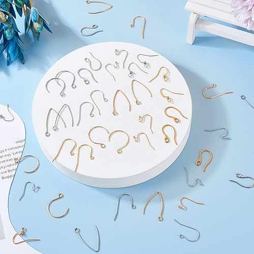 Miniatura 7 de Pandahall - 96 ganchos de acero inoxidable para aretes, ganchos largos en forma de V, ganchos para aretes marquesa, bola circular, puntos, aretes