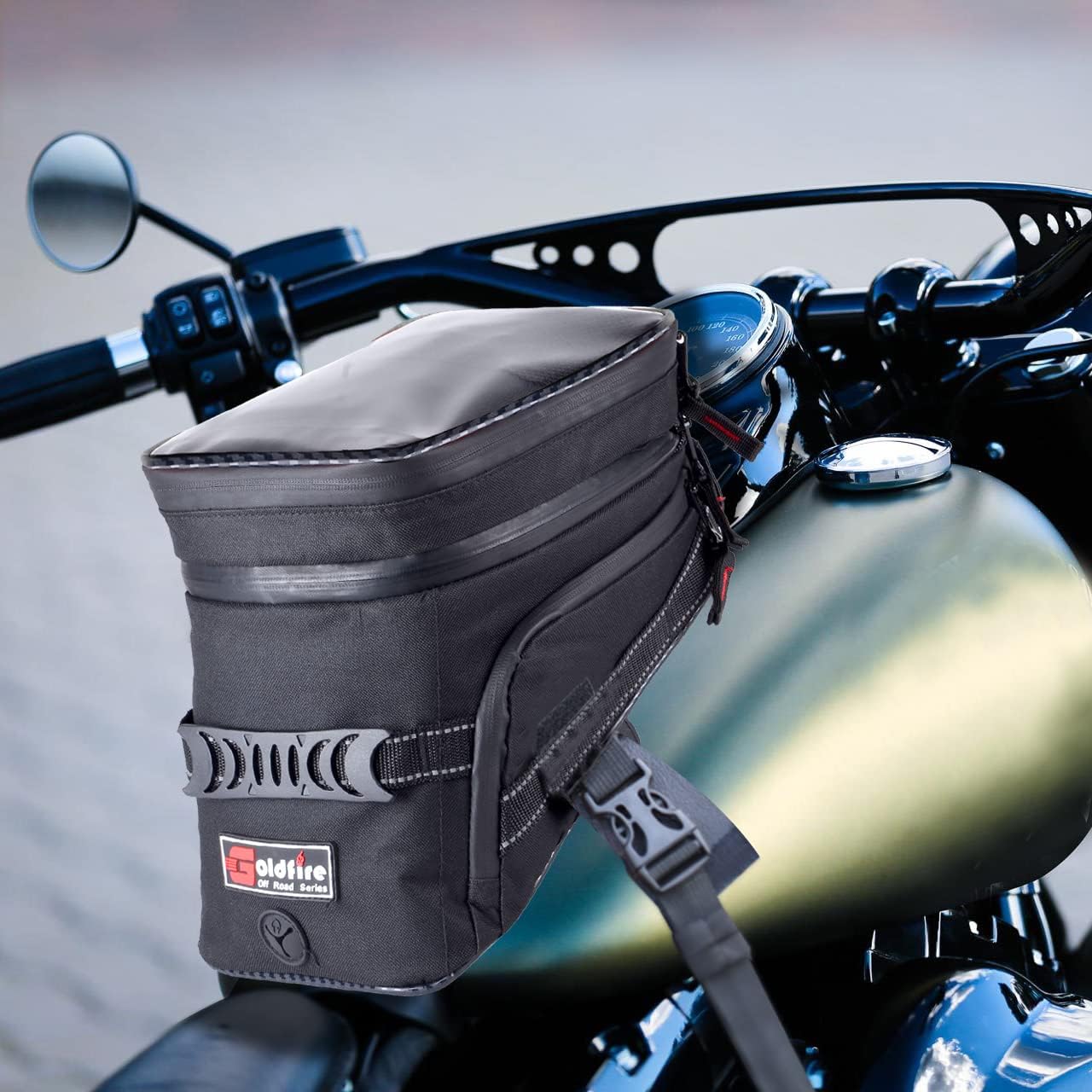 Goldfire Expandable ADV Motorcycle Tank Bag Gas Oil Fuel Tank Saddle