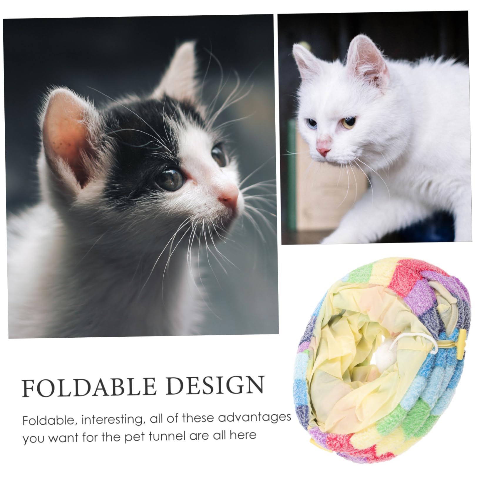 Faltbarer Katzentunnel Spielzeug für Katzen, Flanell, 1 Stück, Regenbogen