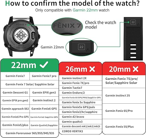 Miniatura 2 de BaayCerrie Compatible con correas de reloj Fenix 6, Garmin Watch Band 0.866 in silicona suave repuesto para Fenix 5Fenix 5 PlusFenix 6Fenix 6