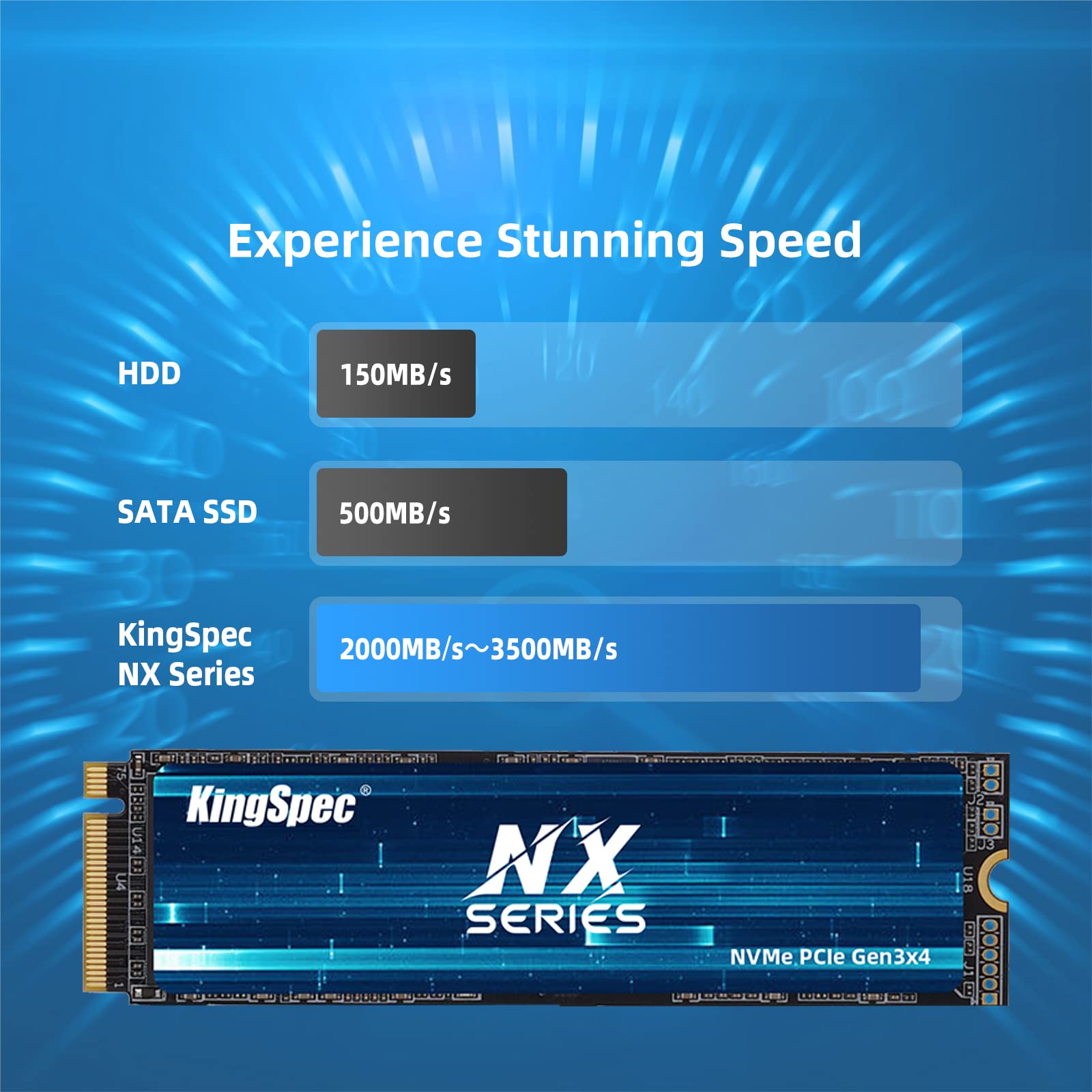 KingSpec SSD M2 NVME 1TB Ssd M.2 2280 PCIe Gen3x4 3400MB/s SSD Nmve 3D NAND 500TBW M2 Disco Rigido Interno Unità a Stato Solido per Laptop