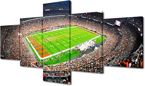 Vista 42 de Cuadros de estadios deportivos de fútbol americano de Minnesota, cuadros de vikingos, 5 paneles, lienzo para pared, arte de pared del estadio