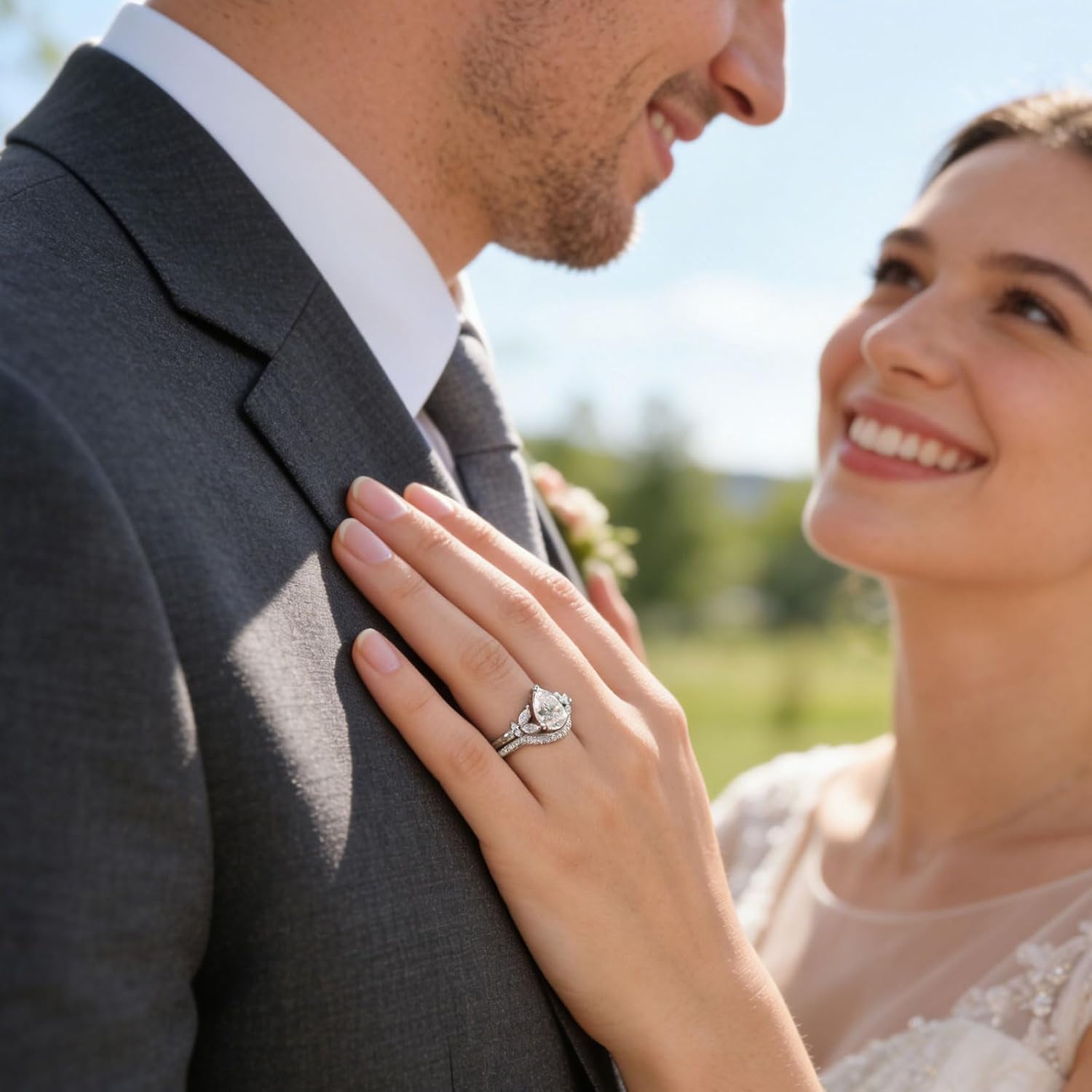 D Color VVS1 Moissanite Wedding Rings for Women 925 Sterling Silver Engagement Ring Bridal Set Pear Teardrop Size 5-10