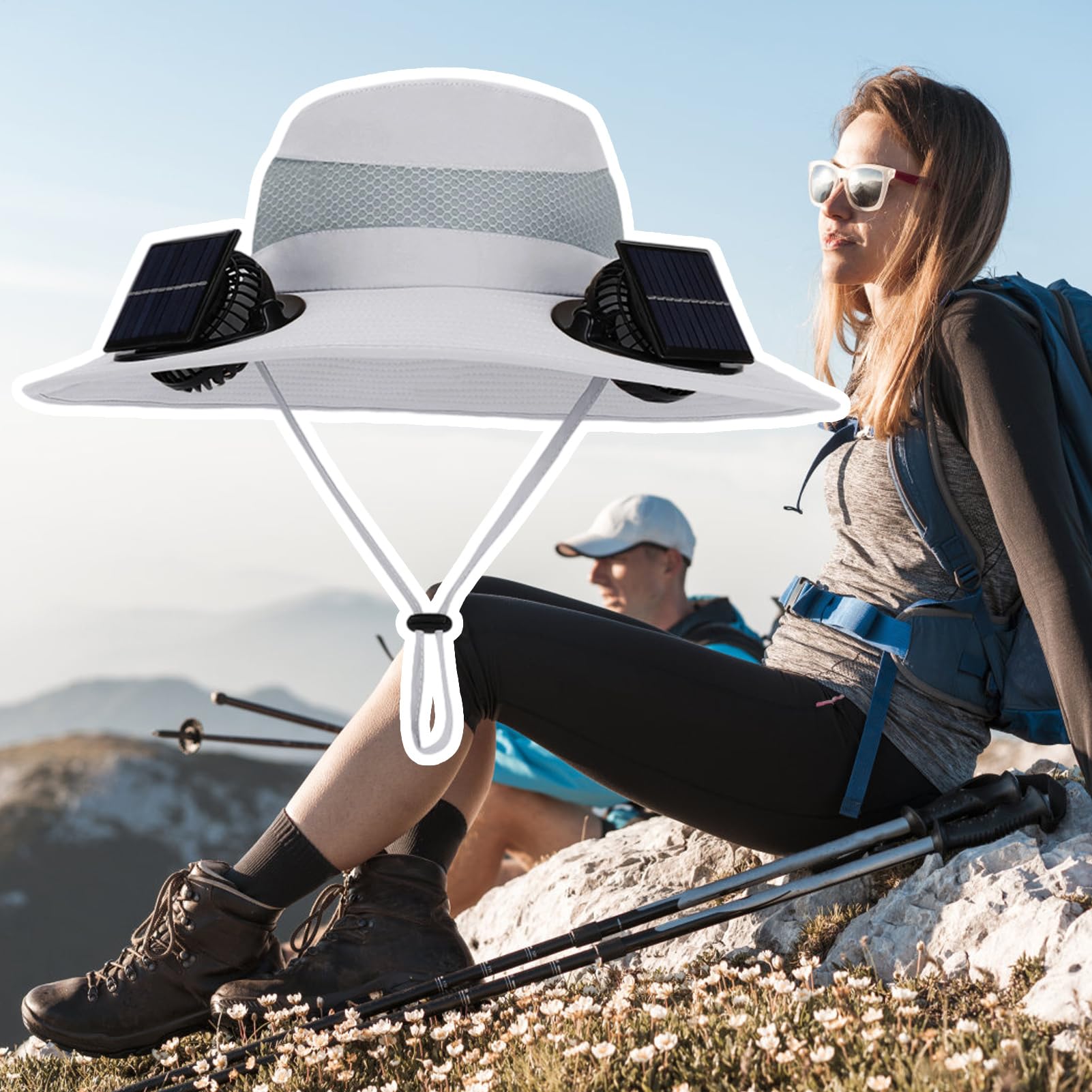 Cappelli Ventilati Per Uomo Cappello a Tesa Larga con Ventola Solare