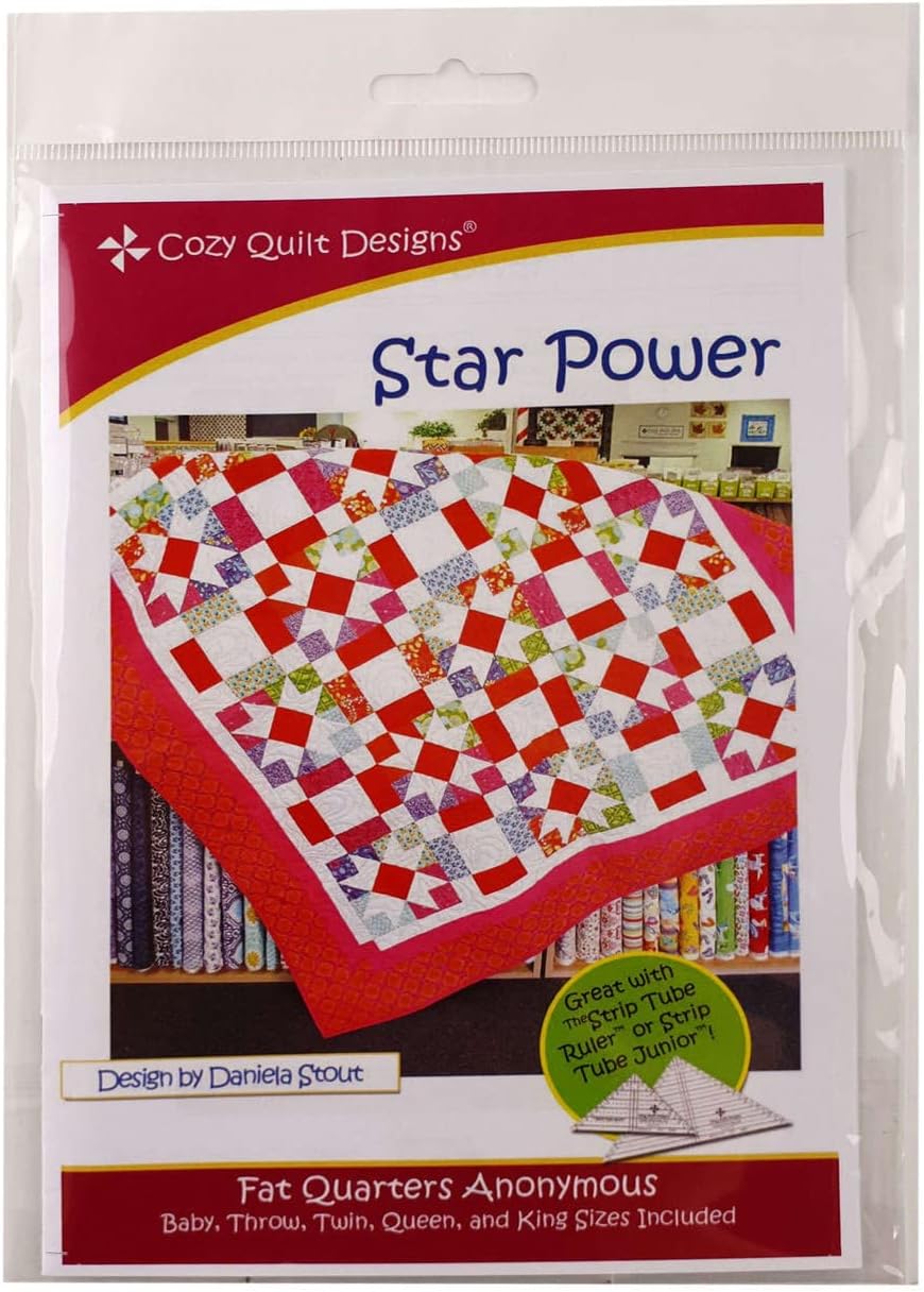 Star Power Quilt Pattern, a Cozy Quilt Fat Quarters Anonymous Pattern, 5 Size Options
