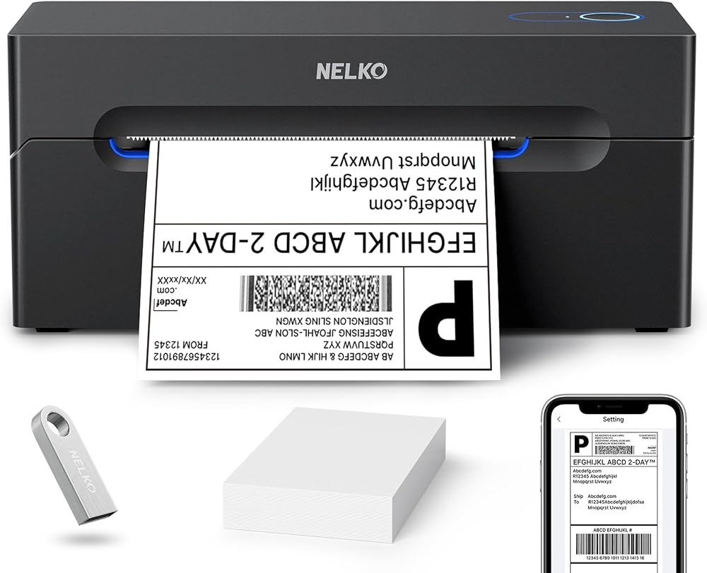 Nelko Bluetooth Thermal Shipping Label Printer, 4x6 Thermal Label Printer