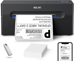 Nelko Imprimante d’étiquettes d’expédition Thermique Bluetooth sans Fil 4 x 6 pour Petites Entreprises, Prend en Charge Android, iPhone et Windows, largement utilisée pour Amazon, Shopify, Etsy