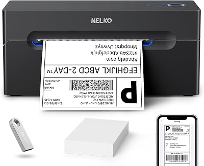 Nelko Imprimante d’étiquettes d’expédition Thermique Bluetooth sans Fil 4 x 6 pour Petites Entreprises, Prend en Charge Android, iPhone et Windows, largement utilisée pour Amazon, Shopify, Etsy