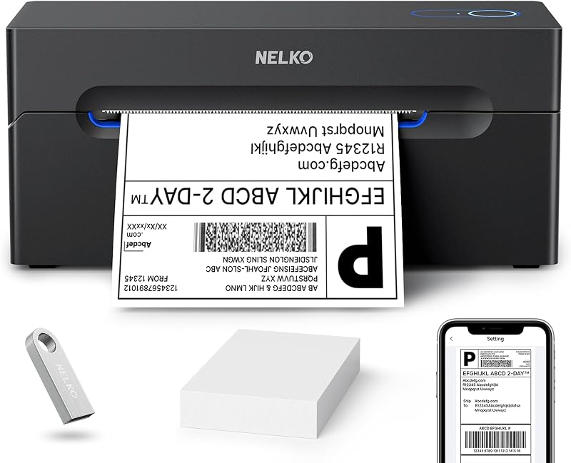 Bluetooth Thermal Shipping Label Printer, 4x6 Thermal Label Printer | Quick Setup, Fast Speed, Crisp Print Quality, Compatible with iPhone, Android, Windows&Mac, Work with Amazon Shopify Etsy UPS