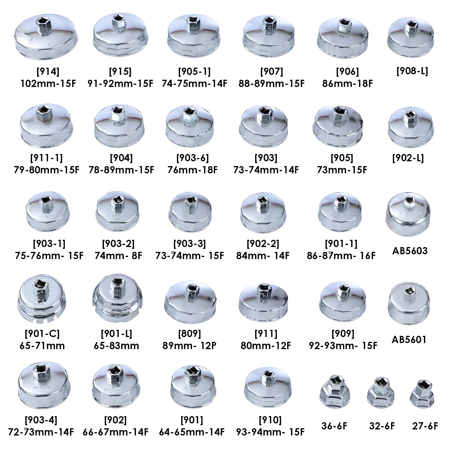 TOPWAY 35 PCs 1/2" Juego de Vasos para Llaves de Filtro de Aceite con 2 Esposas Tipo de Llave de Filtro de Aceite de Ajustable y Llave, Acero Inoxidable, para Reparación de Automática