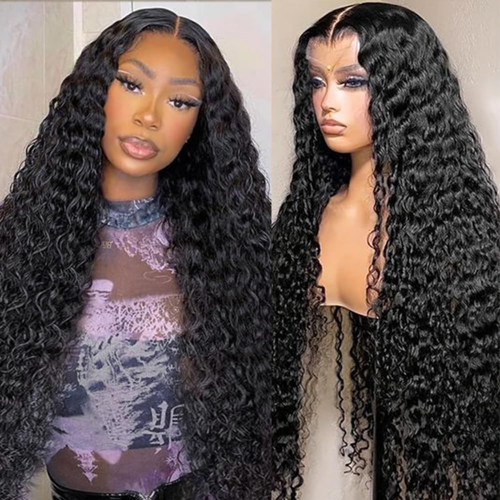 Deep Wave Lace Front Wig Human Hair 180% Density 4x4 HD Transparent Lace Amazon.com : Deep Wave Lace Front Wigs Human Hair 180  main image 4