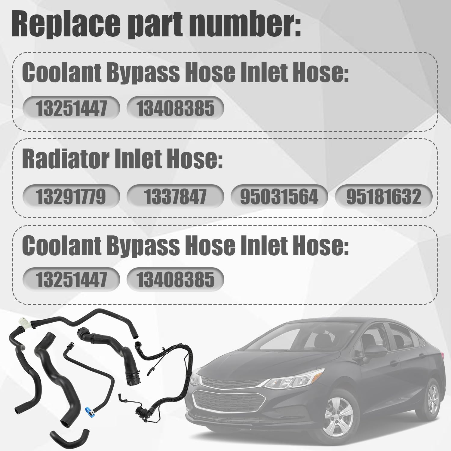 6PCS Engine Radiator Coolant Hose Compatible with Chevy Cruze 1.4L 2011-2016 PCV Coolant Inlet Hose Set Replaces 13251447 13251435 13291779 94543097 25193343 55596898