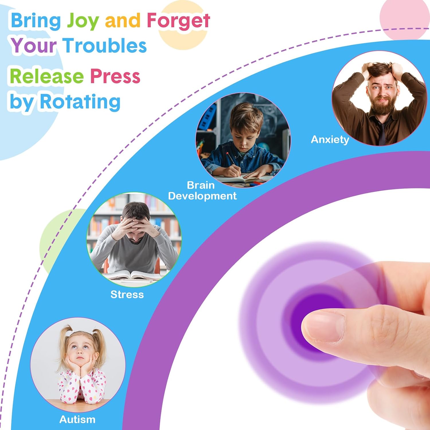 Ceenna 48 Pcs Fidget Spinners Bulk Assorted Hand Spinner Set for Sensory Stress Relief Anxiety Reducing Fidget Spinner Pack for Party Supplies Stocking Stuffers, 9 Colors