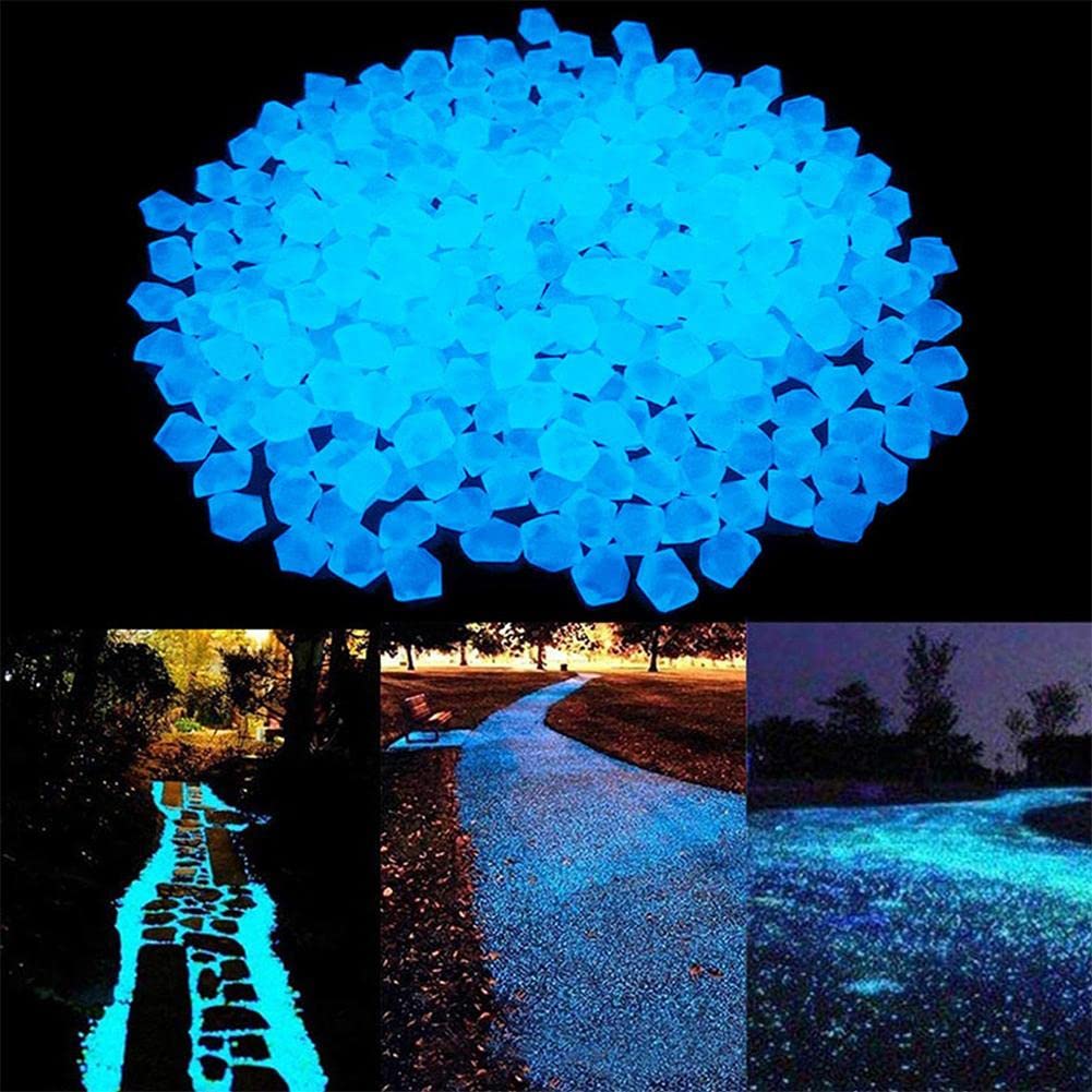 BVSPA Pietre fosforescenti al buio, ghiaia luminosa per giardino, pietre luminose di sabbia che si illuminano al buio, mini ciottoli per feste, casa, giardino, parco, decorazione stradale, pietra