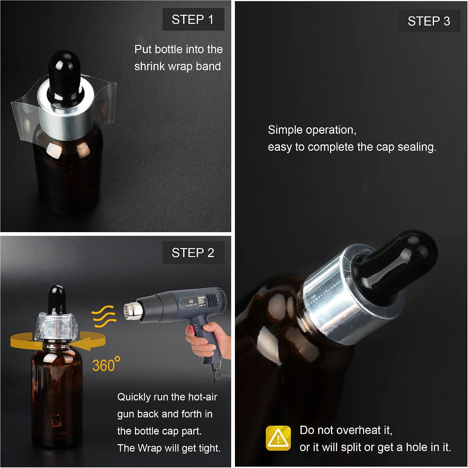 Shrink Wrap Bands for Bottles Jars Seals Shrinkable Plastic Sealer Heat Shrink Bands Cap Seal for Jars Bottles Mouth Shrink Bag Refillable Shrink Wrap Container（200 Pieces，4.92 x 1.1 Inch，125 x 28mm）