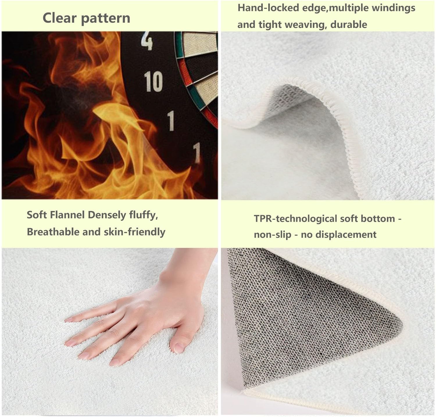 Teppich Dekoration 120x170cm Flame Darts Roulette-Thema Rutschfester und Waschbarer Flanell Teppich Schwarz, für Schlafzimmer Kinderzimmer Wohnzimmer Moderner Balkon Esszimmer