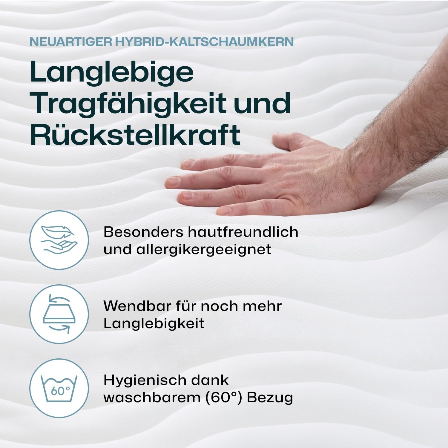 RAVENSBERGER Kinder- und Jugendmatratze Softwelle - Härtegrad H1/H2, weich - 90 x 200 cm, Höhe 16 cm - 7-Zonen Kaltschaummatratze mit Funktionsbezug, allergikerfreundlich