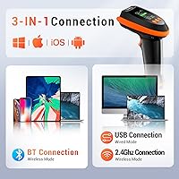 Vista 6 de Tera Escáner de código de barras inalámbrico 2D con soporte: versión Pro pantalla de ajuste digital teclado funciona con Bluetooth 2.4G inalámbrico