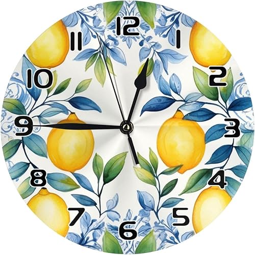 Miniatura 14 de Reloj de pared retro de madera con patrón de dardos, reloj de pared redondo de 10 pulgadas, silencioso, sin tictac, funciona con pilas, para sala de