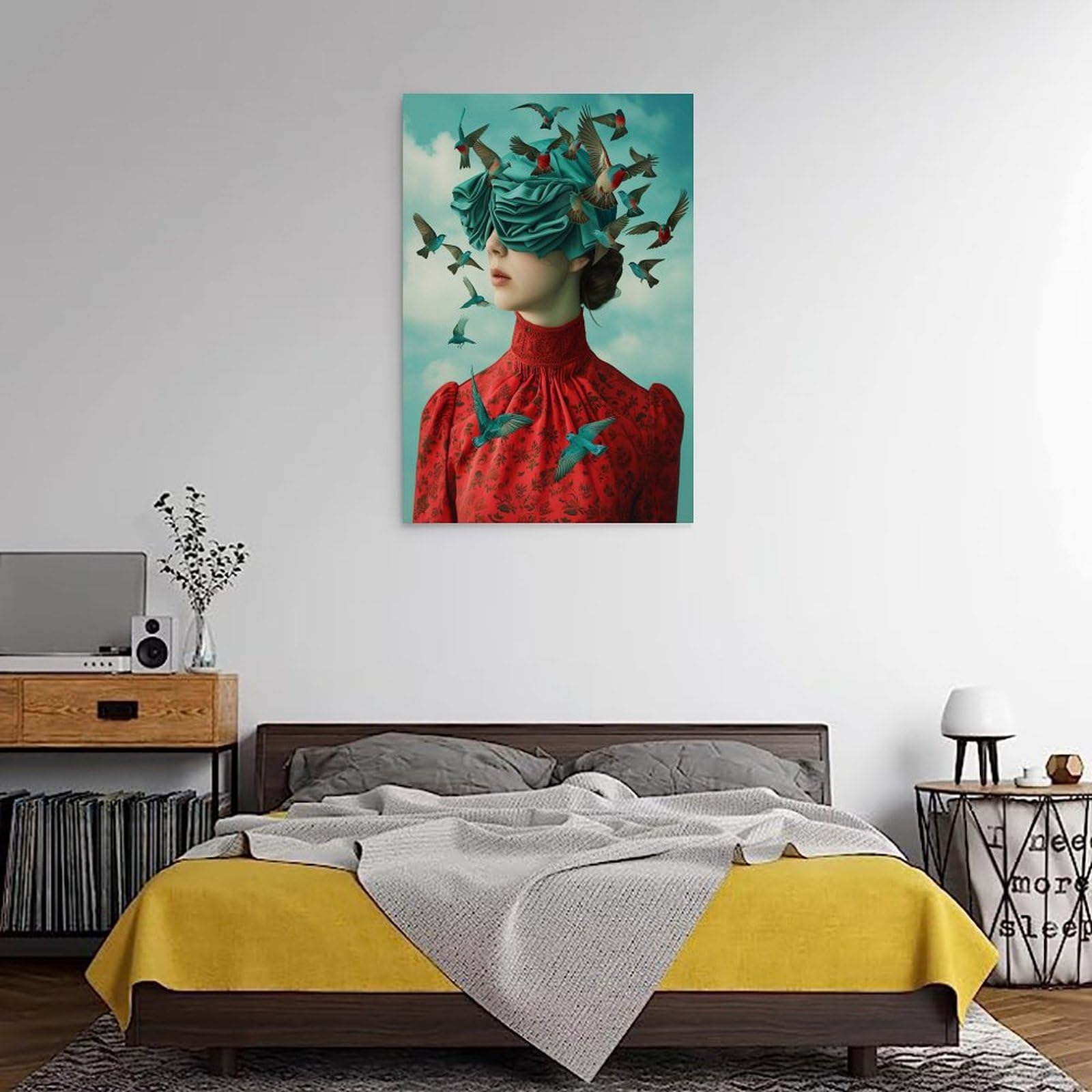 Amazon.com: Lady Wearing A Red Dress Canvas Painting Wall Art Romanticism  Poster Print Artwork Picture for Bedroom Room Decor 08x12inch(20x30cm)  Frame-color: Posters & Prints