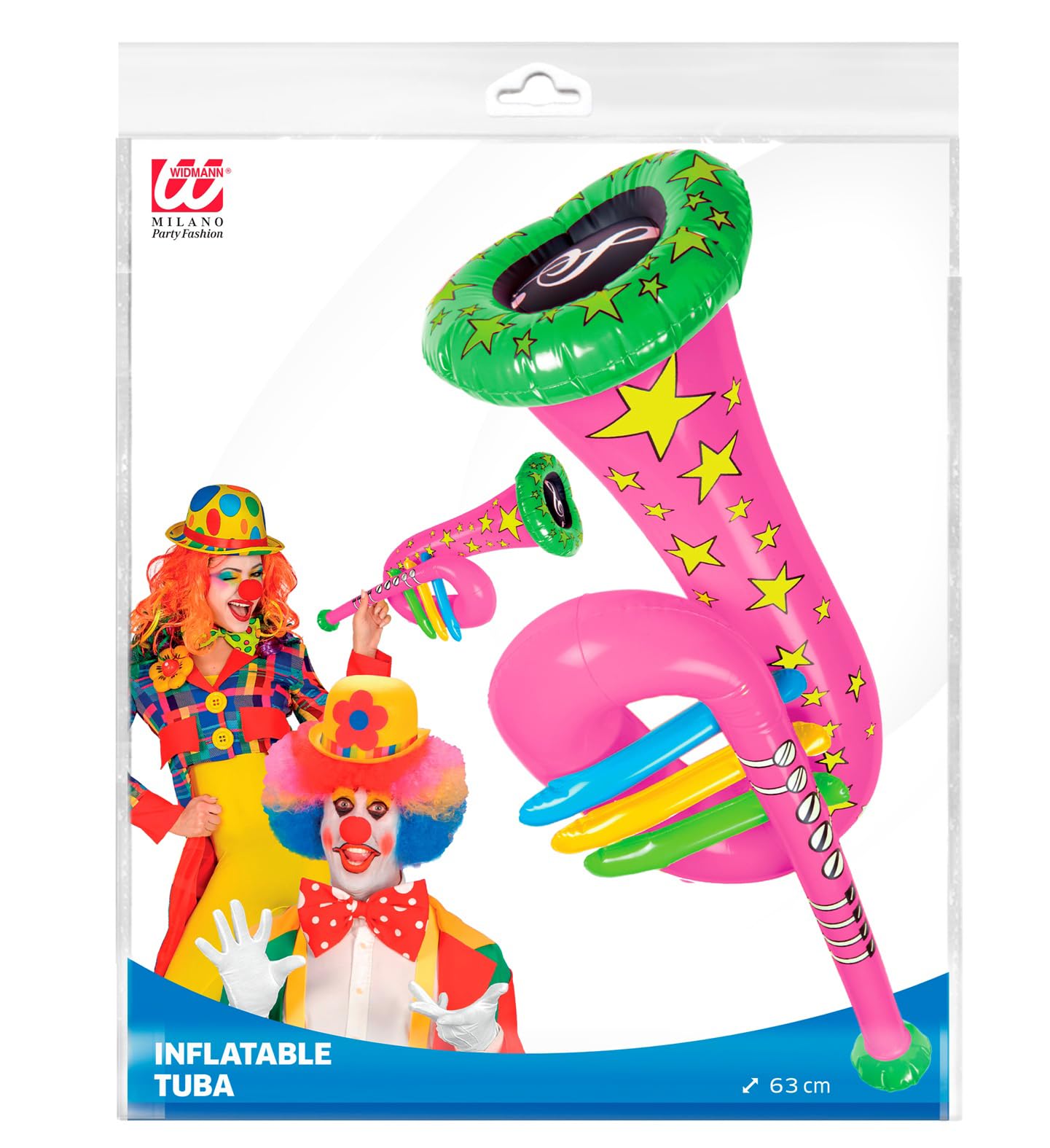 Widmann - Inflatable Tuba 63cm Musical Instrument Circus Clown Costume Accessory, Pink - Image 2