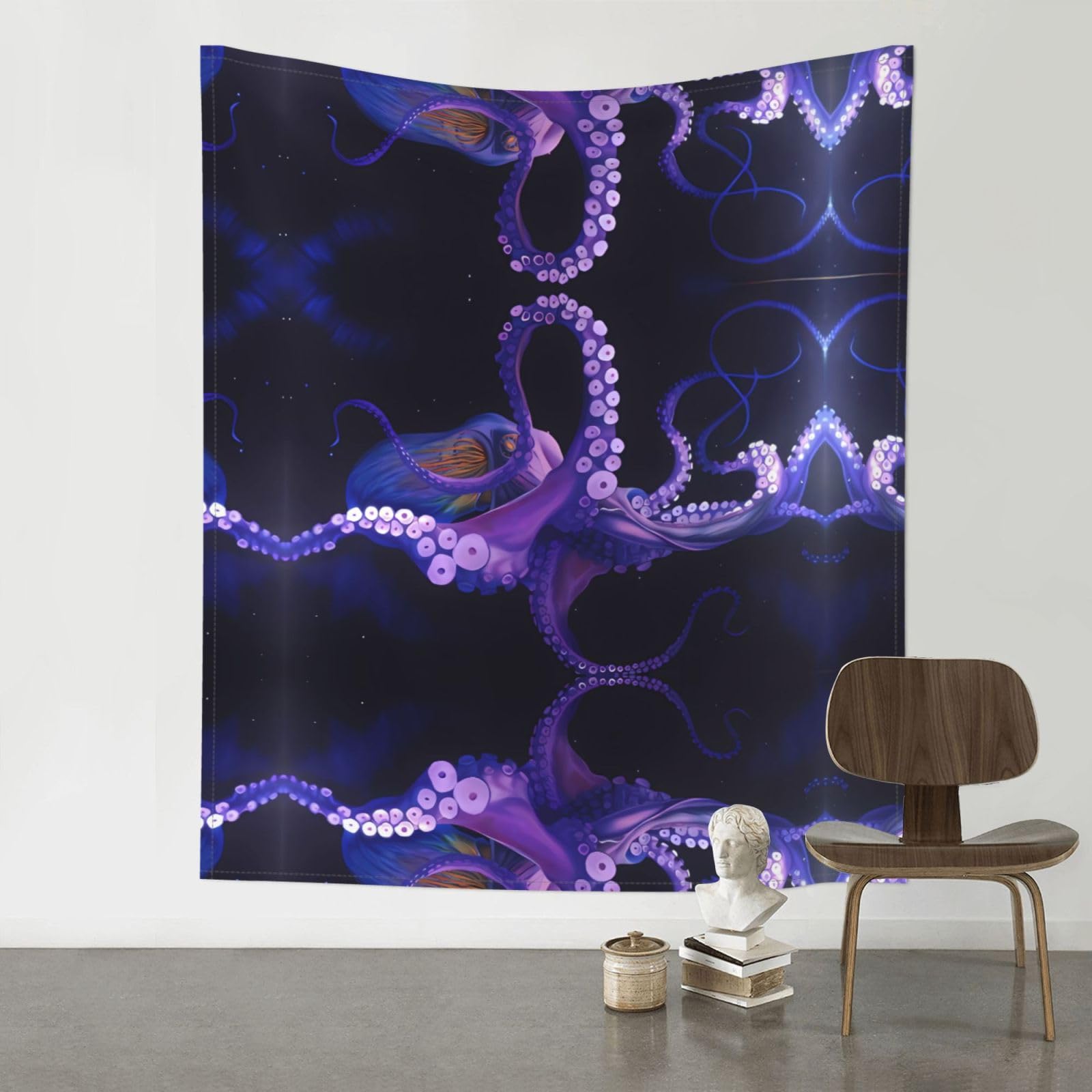 HJFCZH Purple Octopus Prints Wall Tapestry 60x51in – Artistic Home Decor Throw Blanket for Bedroom, Dorm, Beach & Picnic