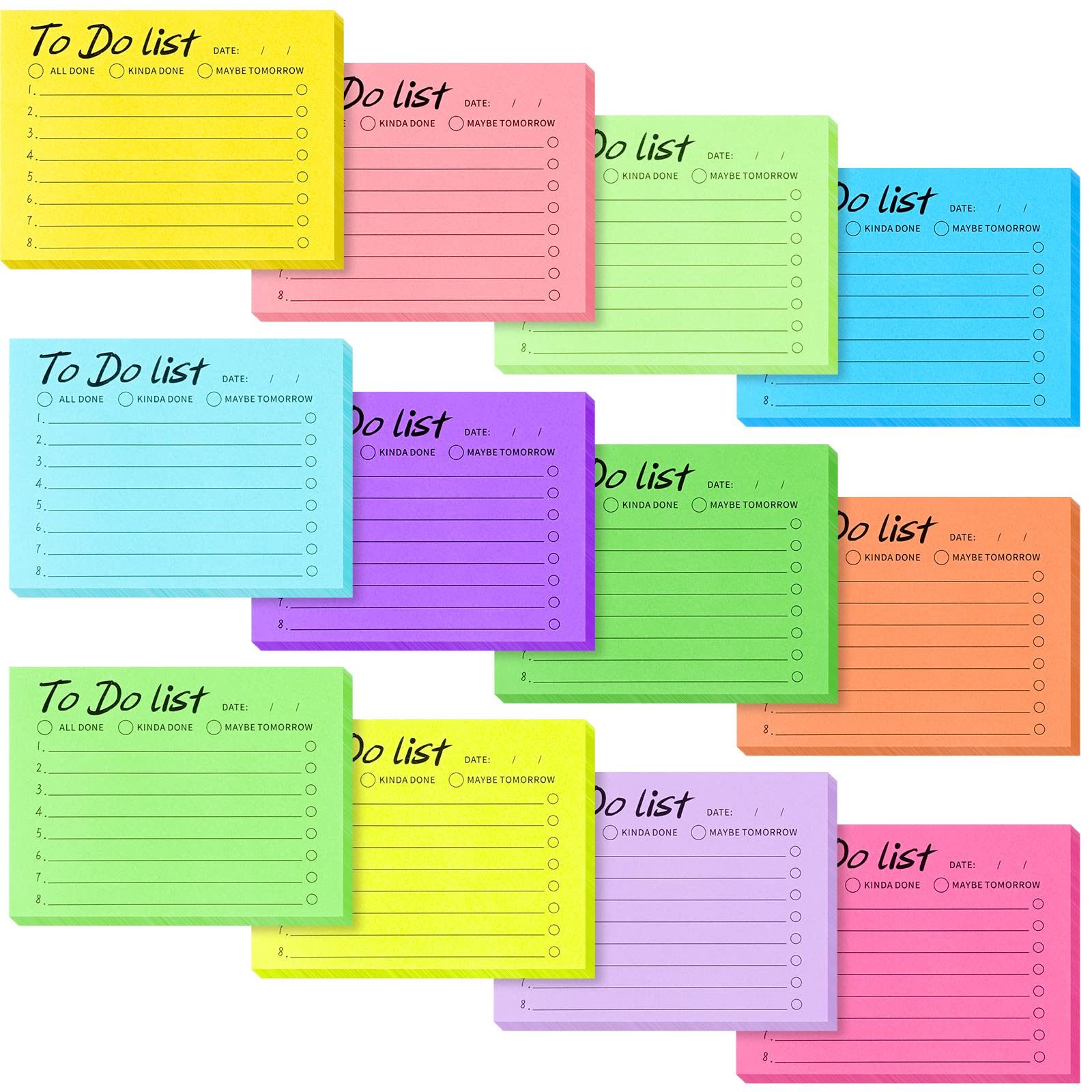 Buy 12 Pieces to Do List Sticky Notes Assorted Colors Lined Sticky
