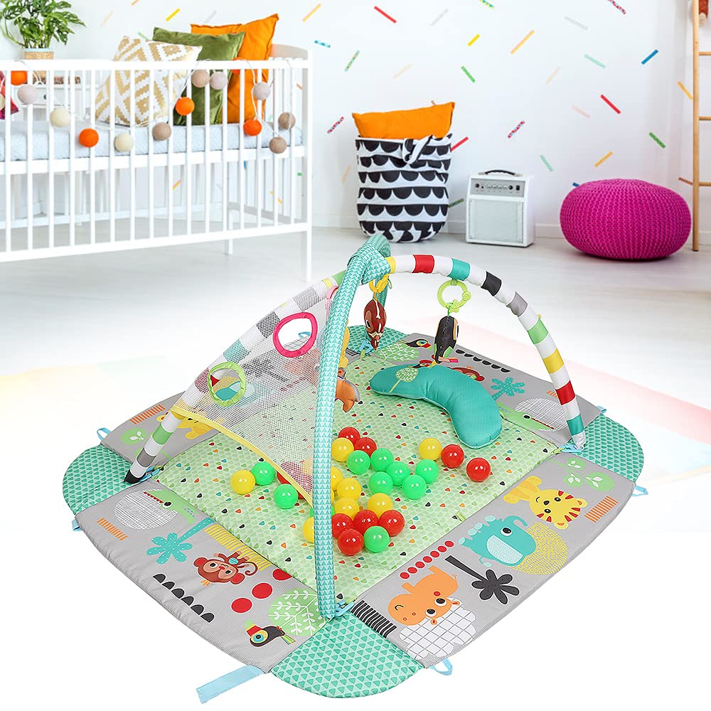 Baby-Spielmatte mit Musik, Kick-and-Play-Klavier, Fitnessmatte mit abnehmbarem Klavierspielzeug,Babyausstattung für Neugeborene, Babyspielzeug ab der Geburt,Grün (Typ B)