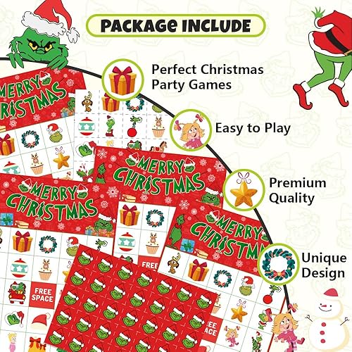 Miniatura 2 de POEWAUVE Caja de regalo para niños 24 jugadores bingo de Navidad para niños actividades de Navidad para la familia juegos de mesa para fiestas de