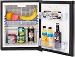 12V Mini Fridge with Lock, 1.0 Cu.Ft RV Fridge with Reversible door, 12V 110V Small Semi Truck Fridge, Silent Portable Refrigerator for Apartment, RV, Camper, Black