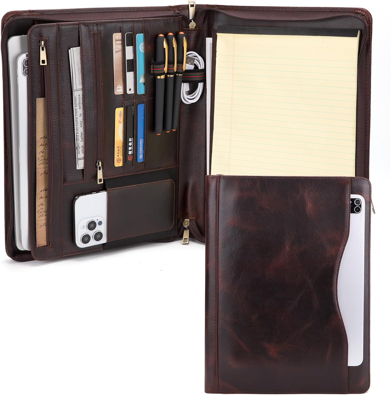 gifts for boss leather portfolio inside pockets and organizer