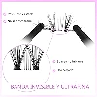 Vista 4 de VEYESBEAUTY Extensiones de Pestañas en Racimos Banda Delgada e Invisible DIY Pestañas Postizas Individuales Serie de Cinco Segundos