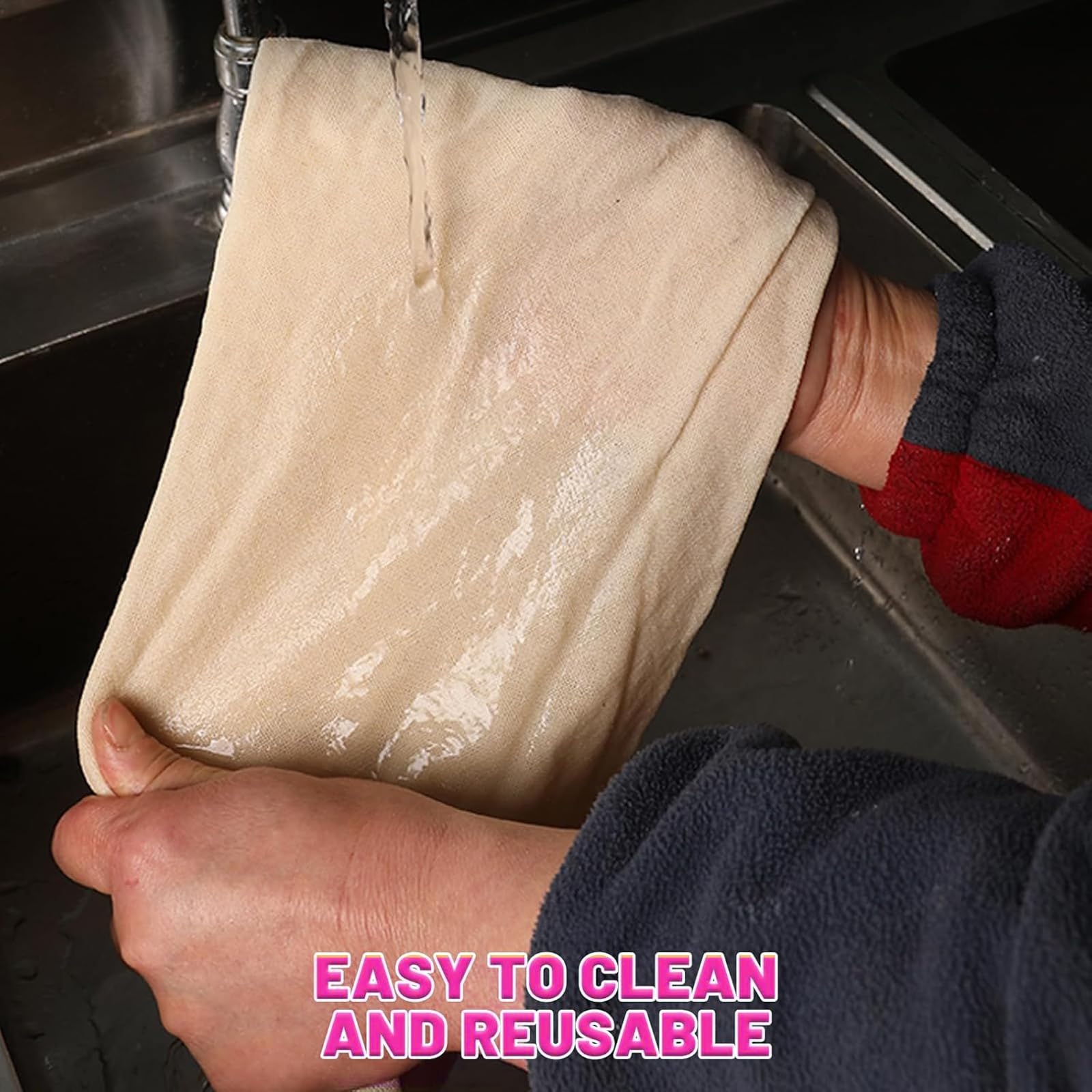 5 Pezzi 80x80cm Garza Alimentare, Panno di Formaggio Multiuso, Tessuto Filtrante in Cotone Spesso Riutilizzabile, Non Sbiancato, per Chef Casalinghi, Cucinare, Filtrazione Burro, Formato XL