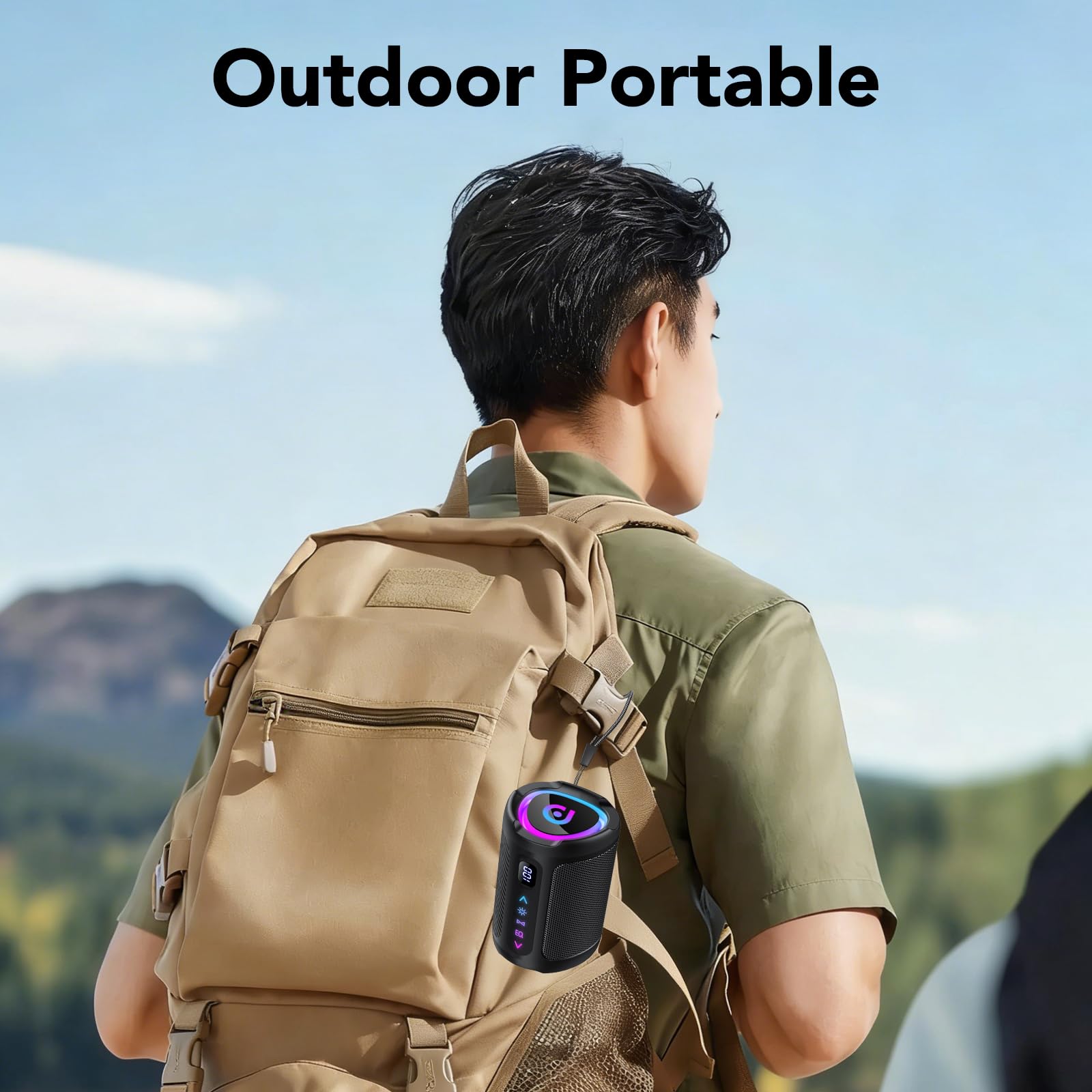 Cassa Bluetooth Portatili senza fili con luce LED, Display Digitale Intelligente+Smart EQ, Altoparlante Bluetooth Bassi Potente, Bluetooth 5.4, Speaker da Esterno per Viaggi, Sport, Feste, Ciclismo