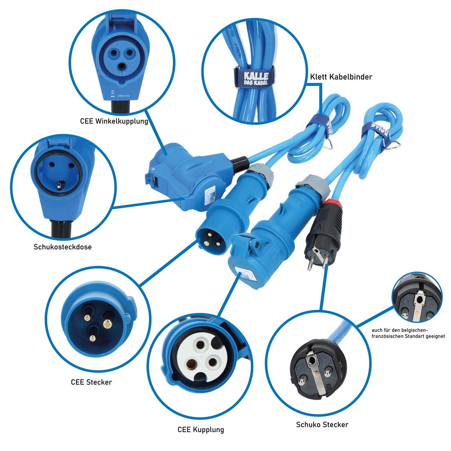 CEE-Campingkabeltrommel EXTREME Campingkabel Wohnmobil-Kabel Caravantrommel H07BQ-F 3G 2,5mm² 25 Meter von KALLE DAS KABEL Kabeltrommel +Anschlussleitung mit Winkelkupplung 1,5m +Adapterleitung
