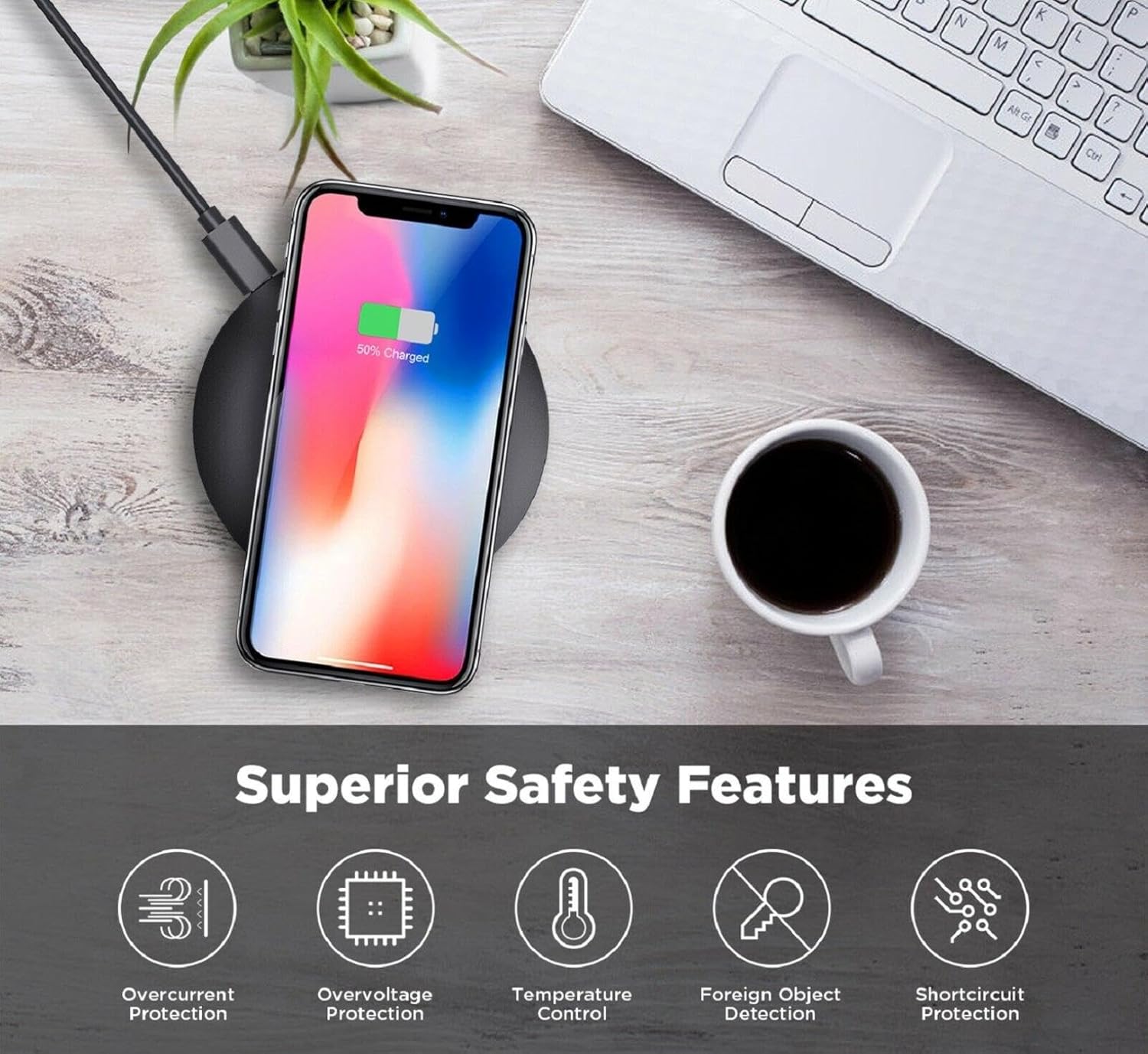15W Wireless Charger Fast Charging Pad Compatible with Motorola Moto G Stylus 5G (2025), Slim Quick Charge