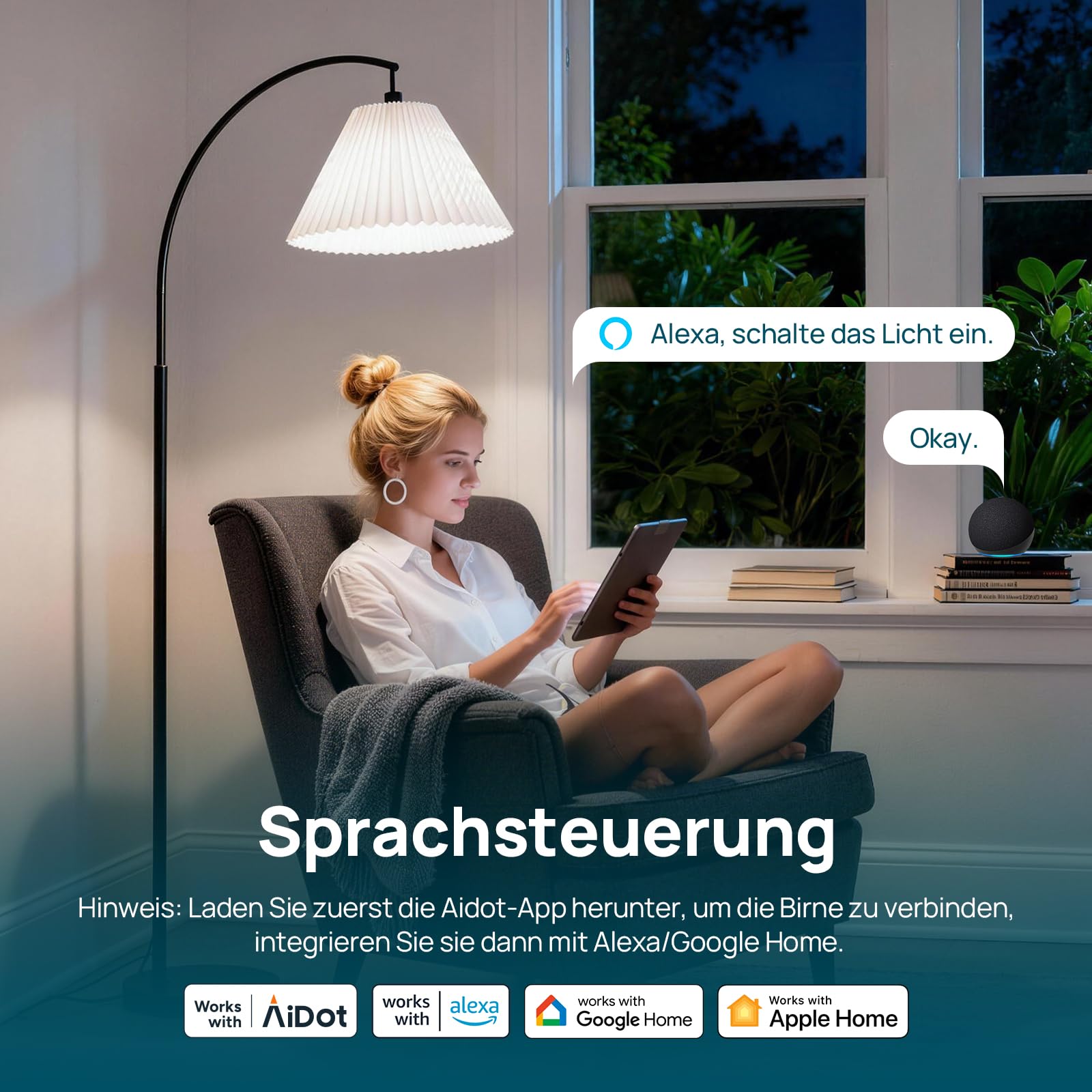 Linkind Matter E14 Smart Glühbirne B38 RGBTW, 1800K-6500K, CRI 90+, 470lm, 4.8W, 3 Stück