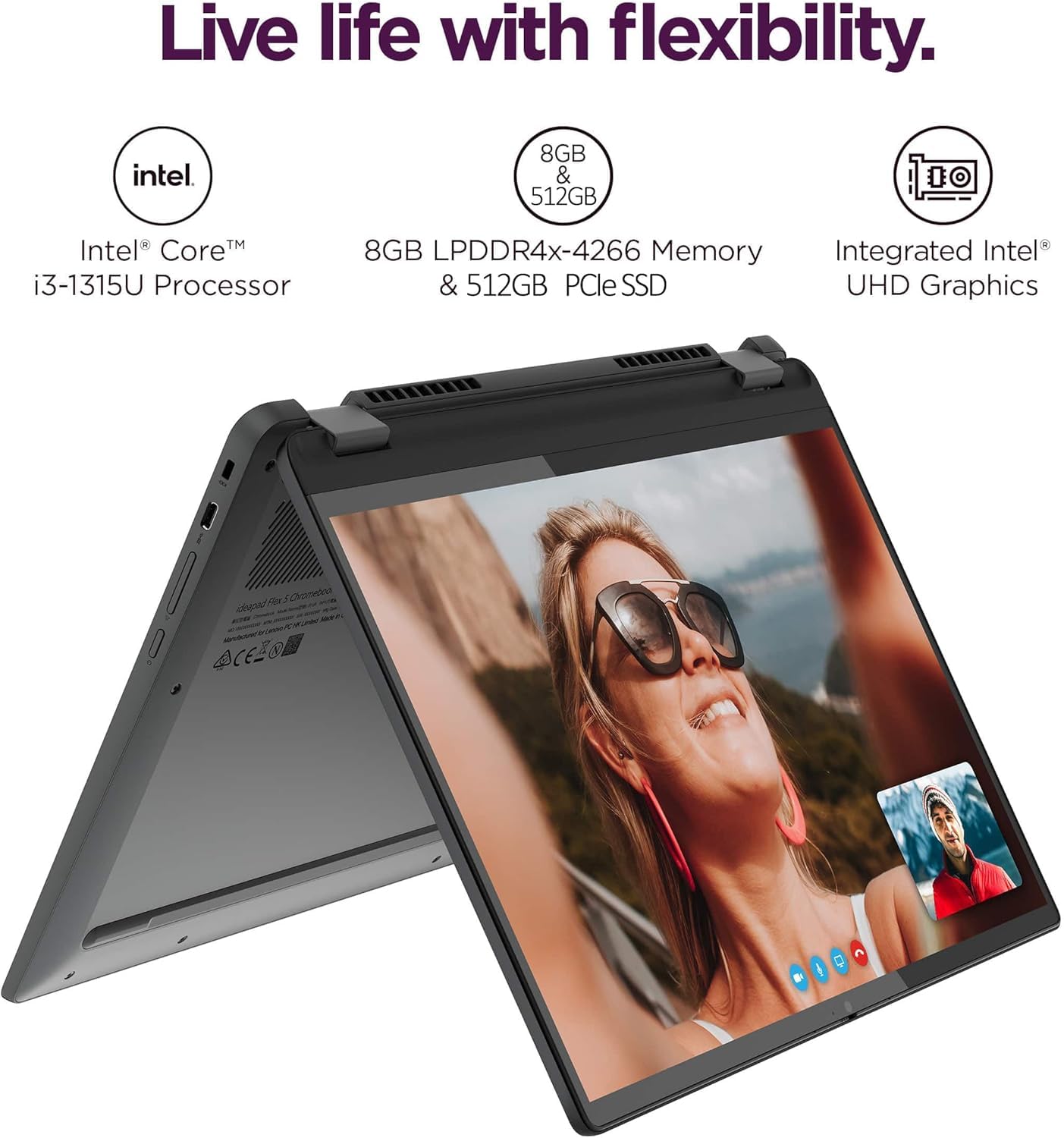 Lenovo Laptop IdeaPad Flex 5i Chromebook plus 2 em 1 (tela