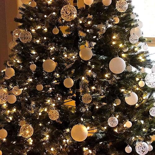 Miniatura 166 de YYCRAFT Adornos de bola de Navidad de 34 quilates de 1.2 pulgadas para árbol de Navidad, decoraciones de Navidad, ganchos inastillables incluidos