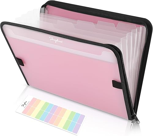 Miniatura 9 de SKYDUE Organizador de archivos de acordeón, carpeta de archivos expandible de 7 bolsillos con bolsillo frontal, tamaño carta, importante organizador