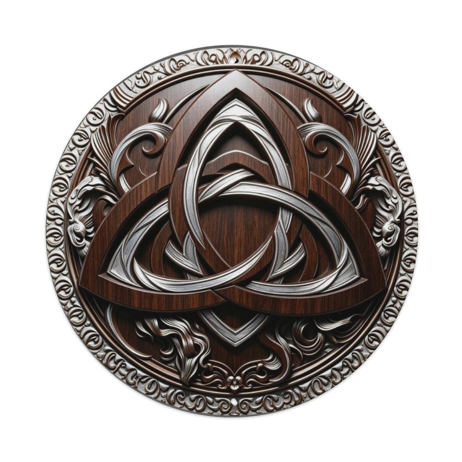 Triquetra Celtic Knot 3D Carved Metal Tin Sign Plaque