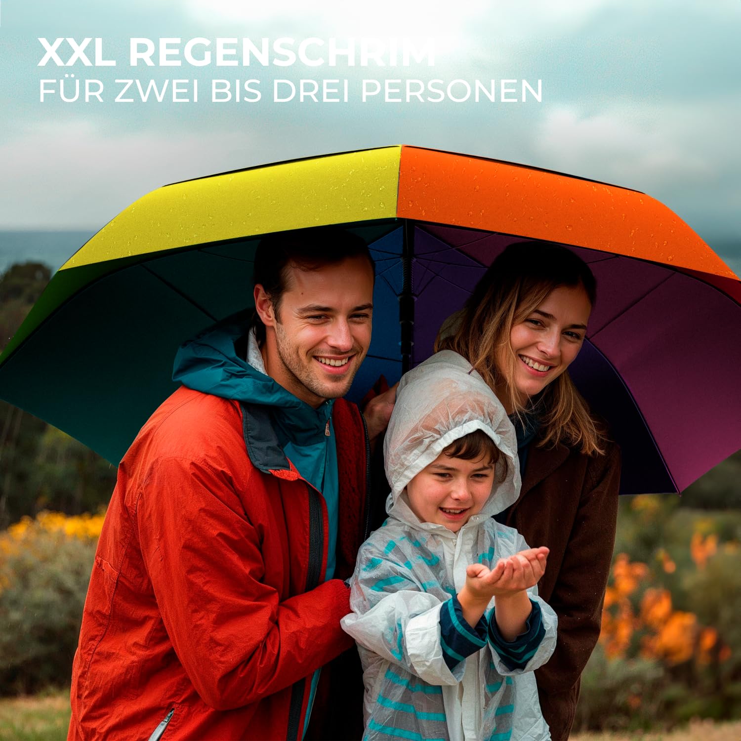 STYNGARD XXL Regenschirm Groß Sturmfest [Ø 130/140 cm] - Golfschirm mit Doppelbespannung für maximalen Wind- und Regenschutz Modell - Regenschirm für 2 Personen - BELFAST