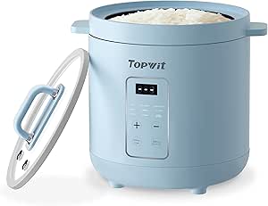 Amazon.com: Topwit 2 Cups Mini Uncooked Rice Cooker with Glass Cover, 1 ...