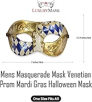 Vista 2 de Masquerade Mask For Men - Antique Look Mask for Halloween, Venetian Party, Masquerade Party, Mardi Gras, & Prom Azul / dorado medio cuadros