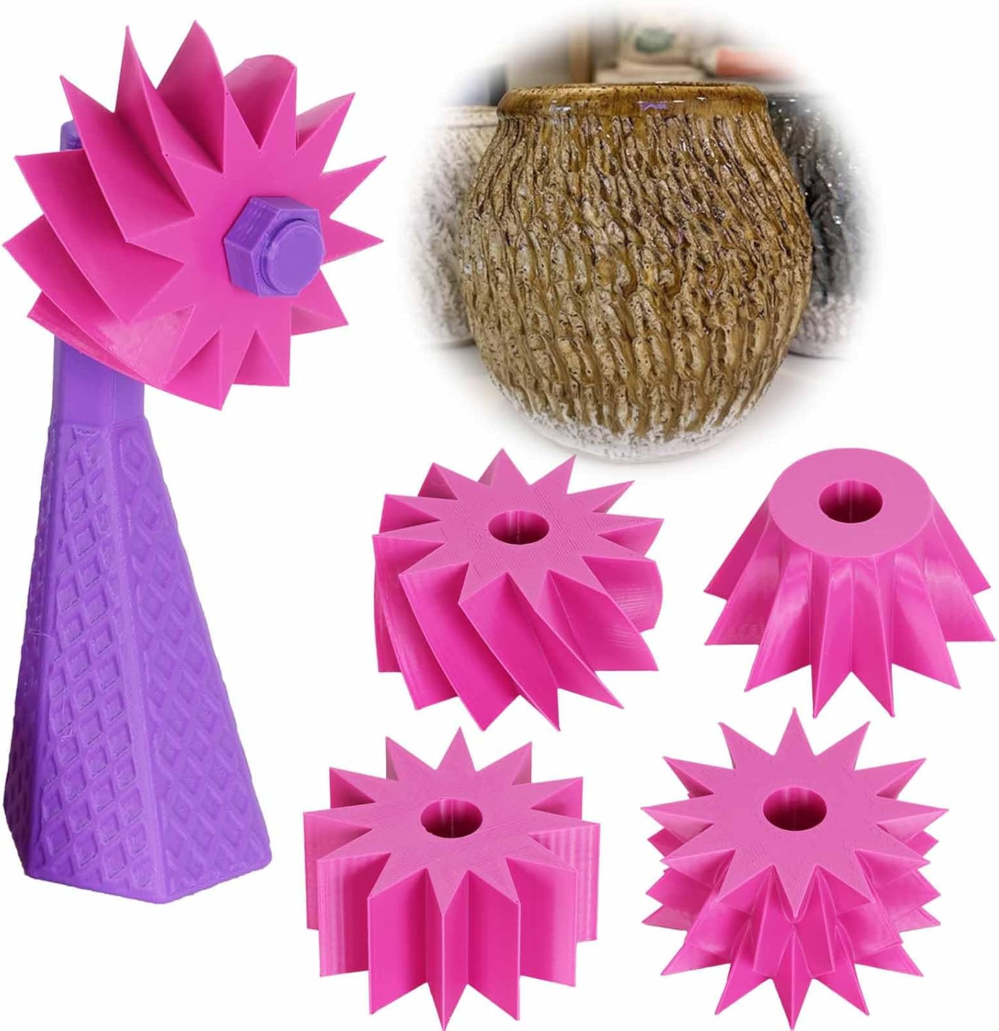 ARSTBETY Pottery Texture Tool with 5 Interchangeable Heads